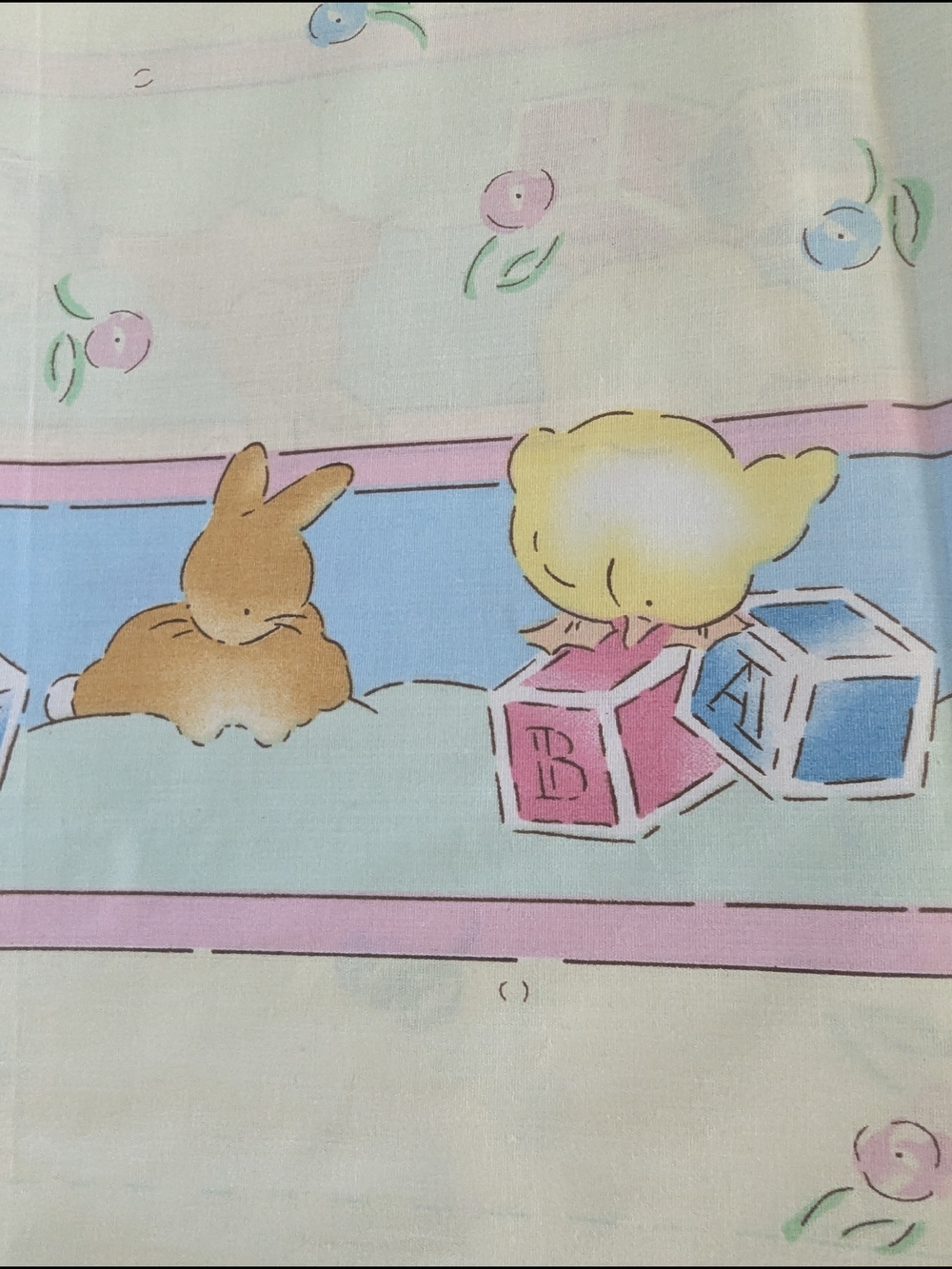Daisy Kingdom Baby Fabric 2 Panels Vintage Nursery Print Bunnies Blocks Cotton - Picture 9 of 9